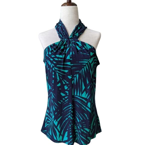 Michael Kors Tropical Print Long Bar Halter Top S - Picture 3 of 10